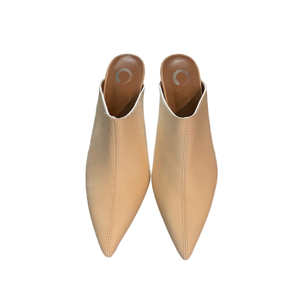 Shiyza White Faux Leather Mule Pump